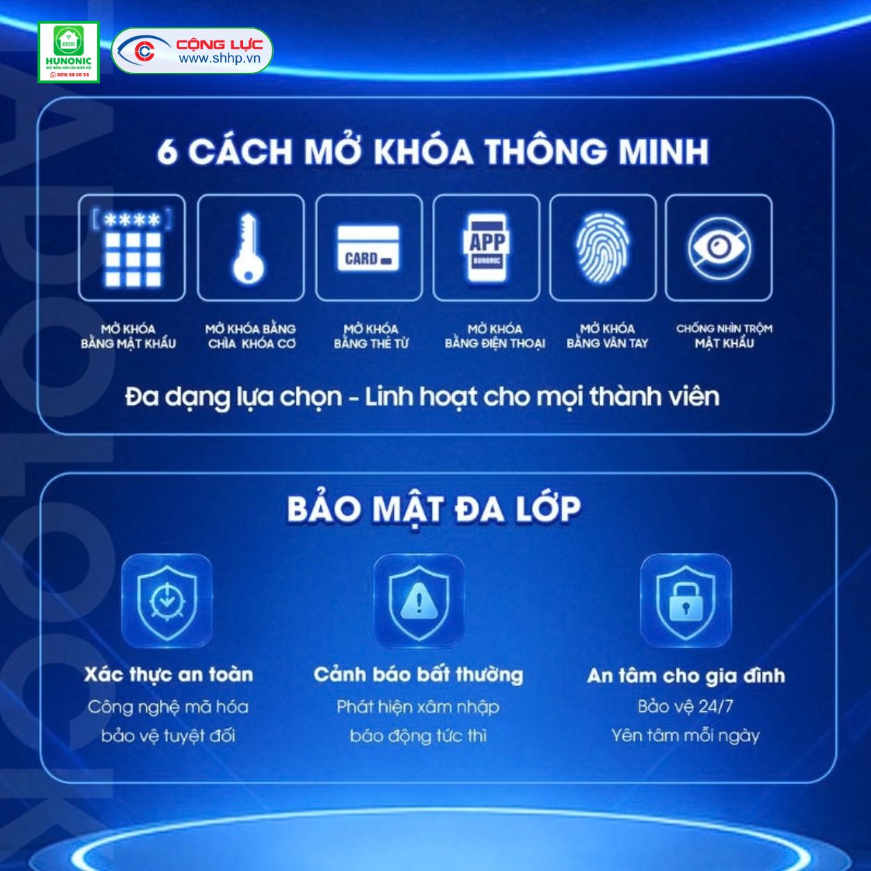Khóa cửa Hunonic TDL21 bảo mật nhiều lớp