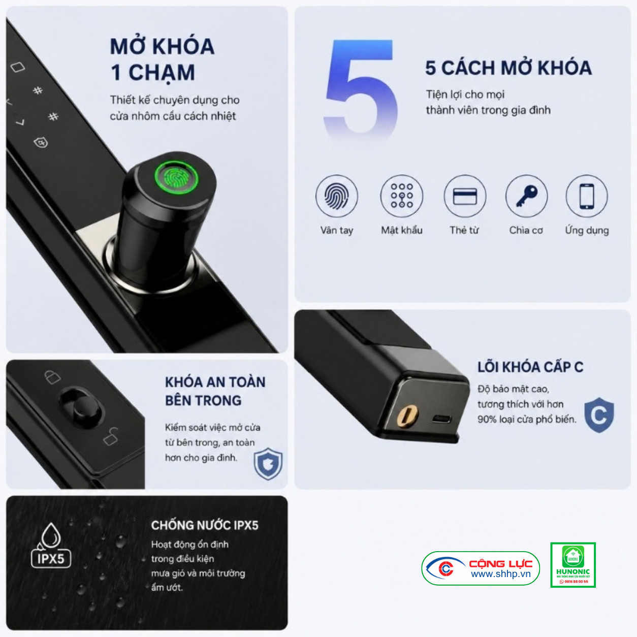 khóa thông minh cửa nhôm kính TDL33