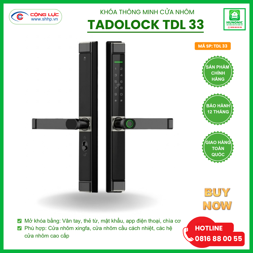 Khóa cửa nhôm kính Hunonic tadolock TDL33